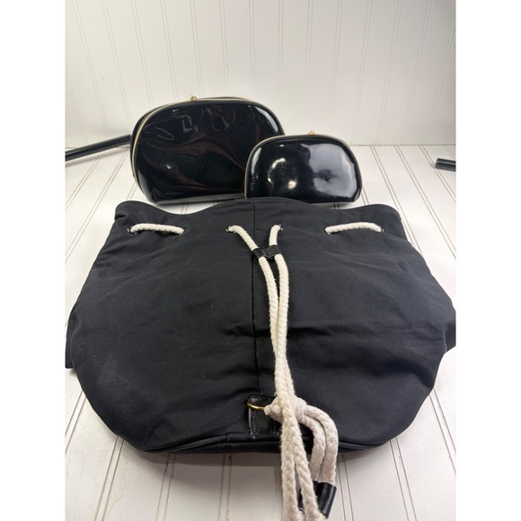 Chanel CC Logo Vintage Canvas Drawstring Bucket Bag Backpack & Two Cosmetic Bags main image 7